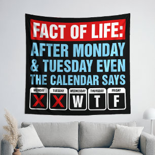 Fact of Life Calendar Says WTF Humour Tapestry