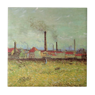 Factories at Asnieres by Vincent van Gogh Ceramic Tile
