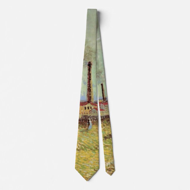 Factories at Asnieres by Vincent van Gogh Tie (Front)