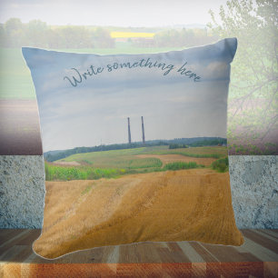 Factory chimneys with yellow field cushion
