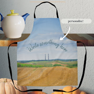 Factory chimneys with yellow field customisable apron