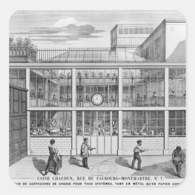 Factory for shotgun cartridges, Usine Chaudun Square Sticker (Front)