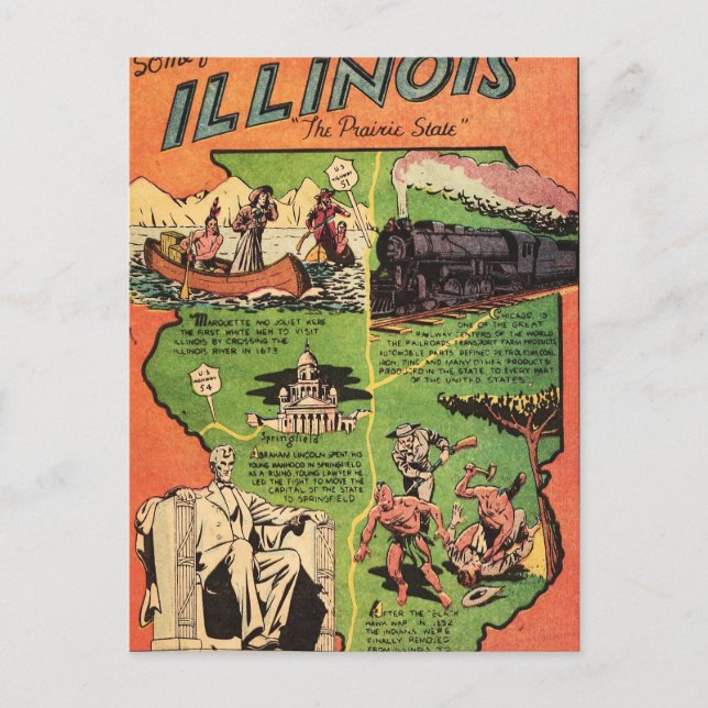 Facts About Illinois the Pairie State Postcard (Front)