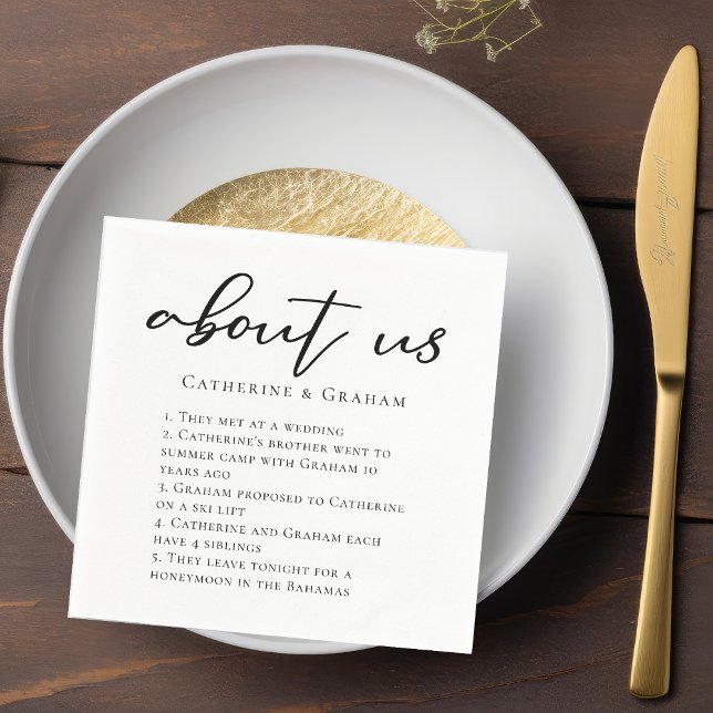 Facts About Us Cute Trendy Typography Wedding Napkin (Creator Uploaded)