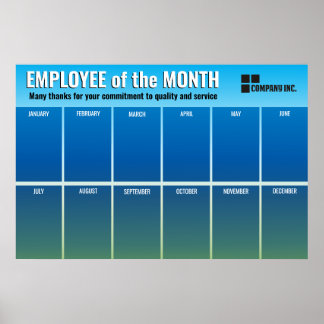 Fade blue Employee of the Month photo display Poster