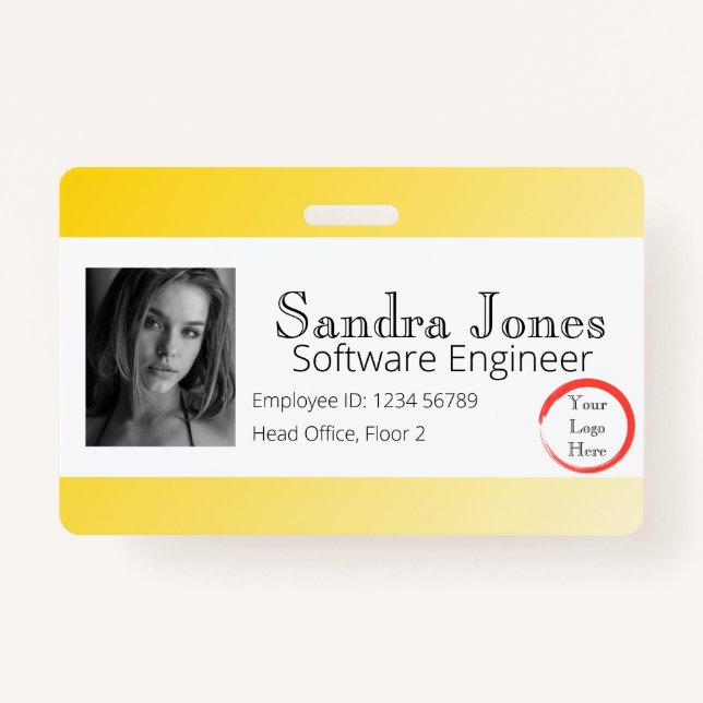 Fade Bright Yellow ID Card (Horizontal) ID Badge (Front)
