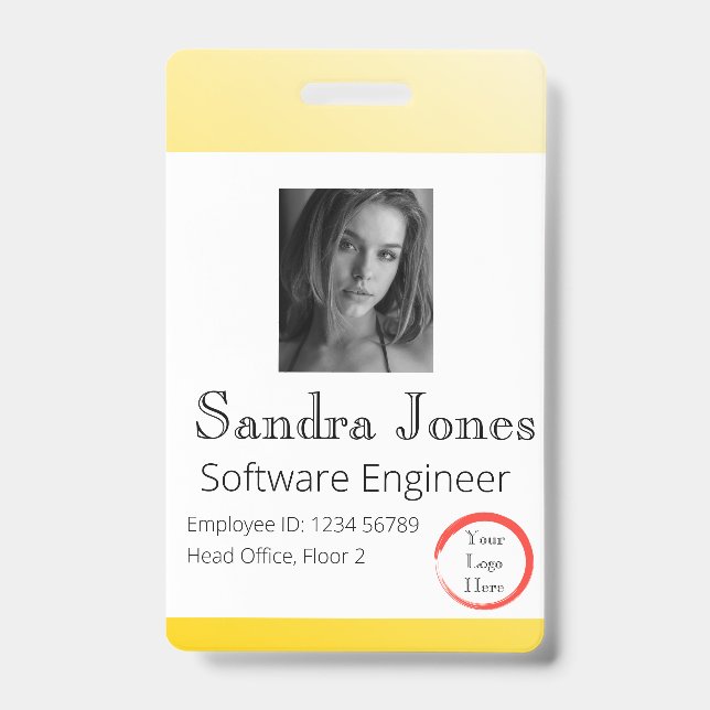 Fade Bright Yellow ID Card (Vertical/Portrait) Badge (Front)