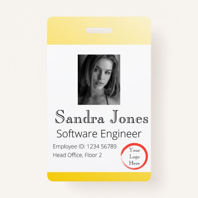 Fade Bright Yellow ID Card (Vertical/Portrait) ID Badge (Front)