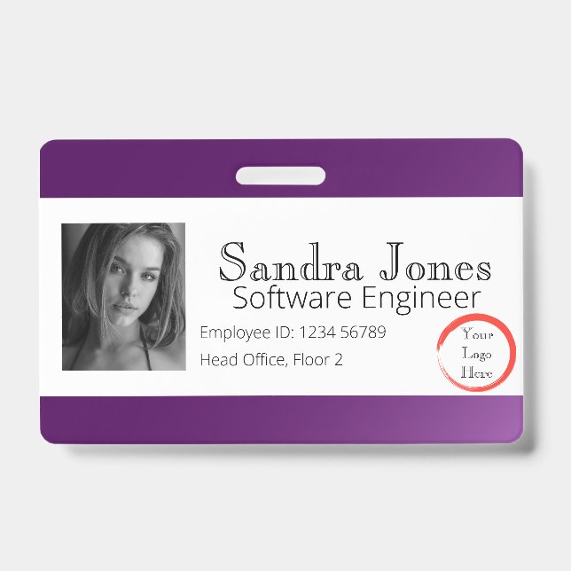 Fade Dark Purple ID Card (Horizontal) Badge (Front)