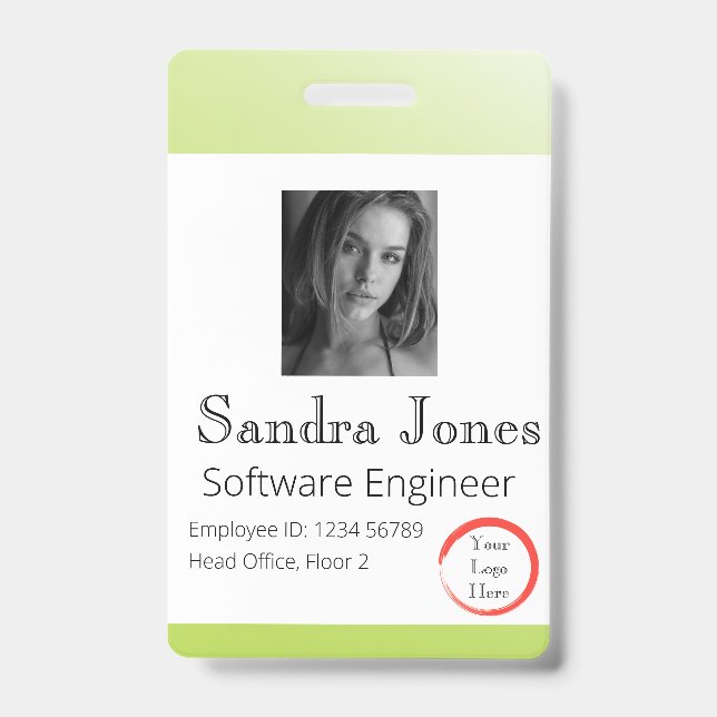 Fade Lime Green ID Card (Vertical/Portrait) Badge (Front)