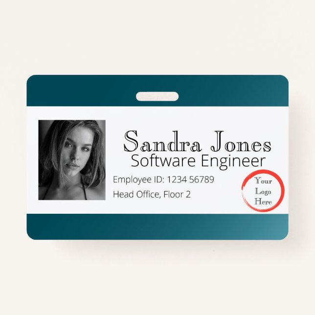 Fade Teal Blue ID Card (Horizontal) ID Badge (Front)