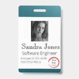 Fade Teal Blue ID Card (Vertical/Portrait) Badge