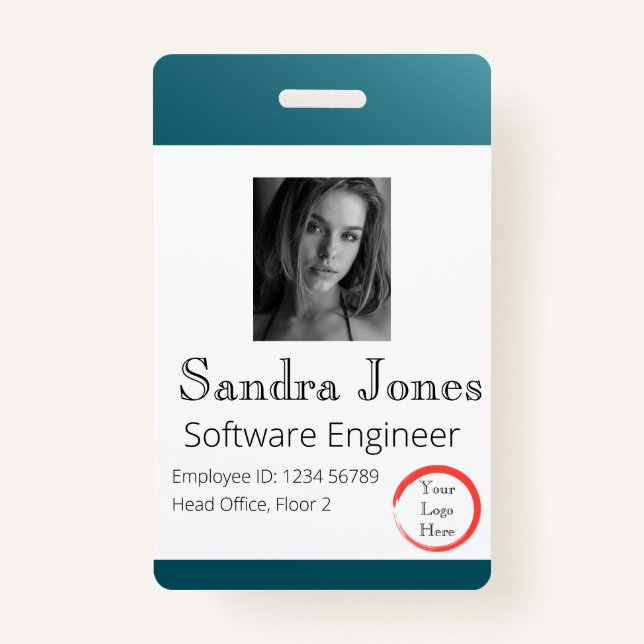 Fade Teal Blue ID Card (Vertical/Portrait) ID Badge (Front)