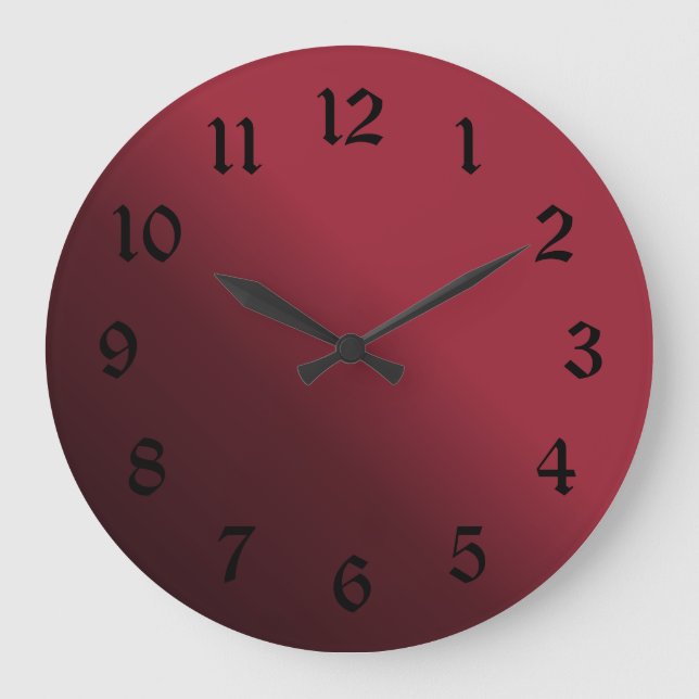 Fade to Black Lower Left Shadow Red Colour Choice Large Clock (Front)