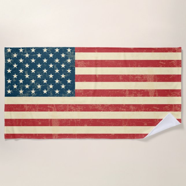 Faded American Flag Beach Towel (Front)