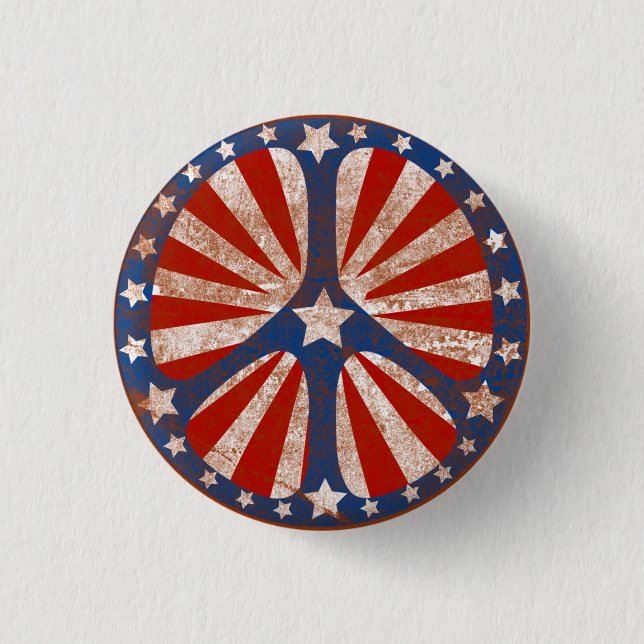 Faded American Peace Sign 3 Cm Round Badge (Front)