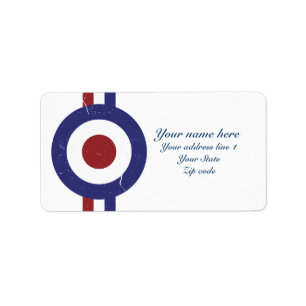 Faded and weathered Mod target Label