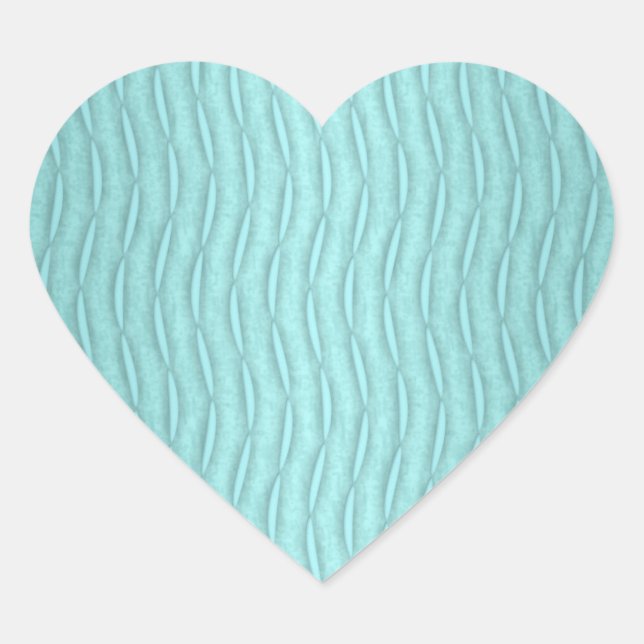Faded Aquamarine Turquoise Wavy Vertical Pattern Heart Sticker (Front)