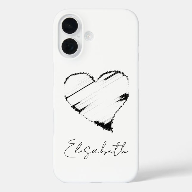 Faded black heart on white your name Case-Mate iPhone case (Back)