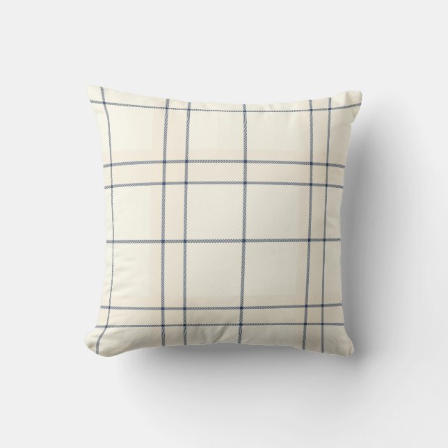 Faded Blue and Cream Tartan Plaid Pillows (Front)