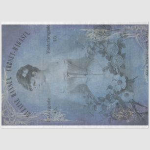 Faded Blue Ladies Corset Decoupage Paper