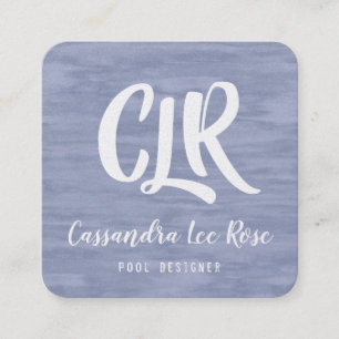 Faded Blue Monogram Square Business Card