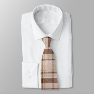 Faded Brown Tone Plaid Tie