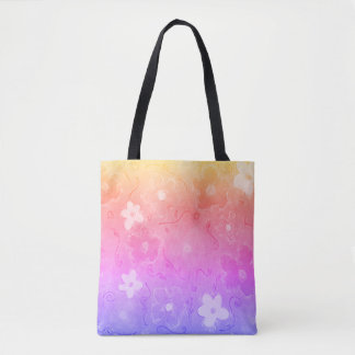 Faded Colourful Flowers  Tote Bag
