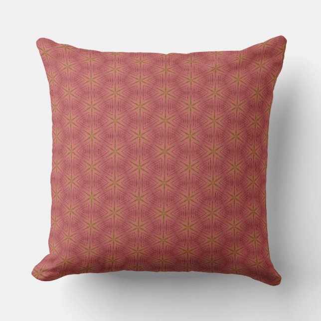 Faded Crimson Stars Throw Pillow (Front)