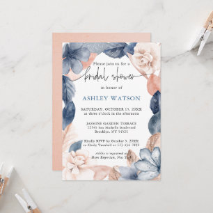 Faded denim & blush Bridal Shower Invitation