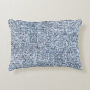 Faded Denim Fabric Decorative Cushion