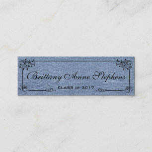 Faded Denim Graduation Name Card Insert
