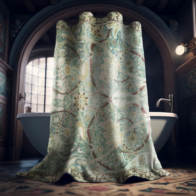 Faded Dusty Green Bullerswood Hammersmith Morris Shower Curtain (Creator Uploaded)