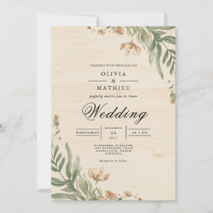 Faded Earth Floral Arch Wedding Invitation
