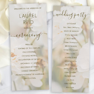 Faded Elegant White Rose Photo Romantic Wedding Program