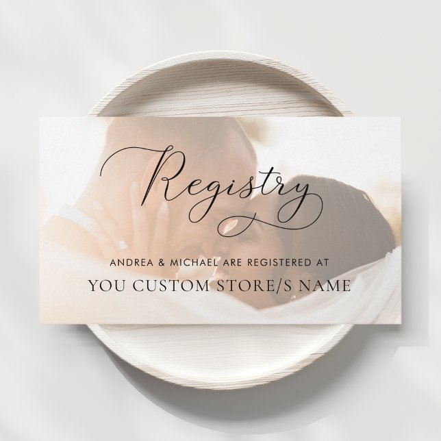 Faded Fading Photo Script Minimalist Gift Registry Enclosure Card (Creator Uploaded)