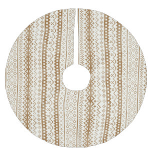 Faded Fair Isle Knit Watercolor Cabincore brown Brushed Polyester Tree Skirt