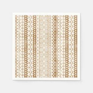 Faded Fair Isle Knit Watercolor Cabincore brown Napkin