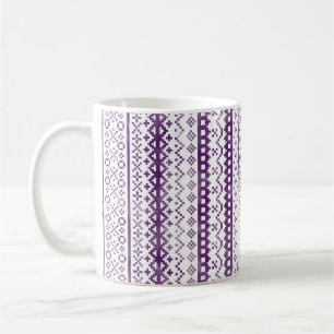 Faded Fair Isle Knit Watercolor Cabincore purple Coffee Mug