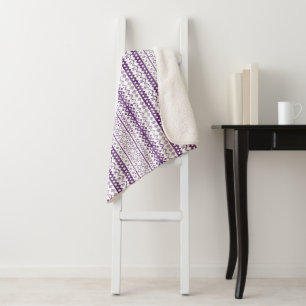 Faded Fair Isle Knit Watercolor Cabincore purple Sherpa Blanket
