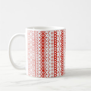 Faded Fair Isle Knit Watercolor Cabincore red Coffee Mug