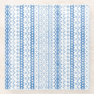 Faded Fair Isle Knitwear Watercolor Cosy Cabincore Glass Coaster