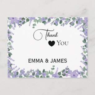 Faded Floral Calligraphy Thank You Postcard