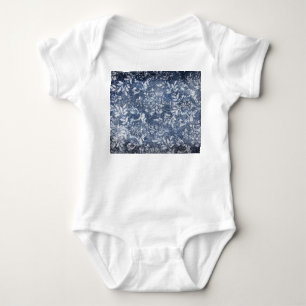 Faded Floral Denim: Grungy Textured Background Baby Bodysuit