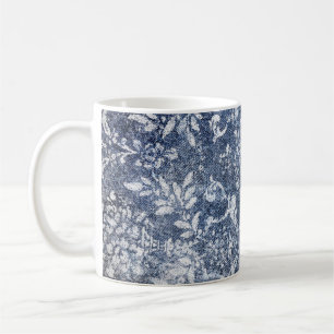Faded Floral Denim: Grungy Textured Background Coffee Mug