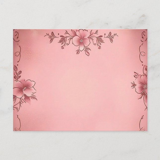 Faded Floral on Pink Background Postcard (Front)