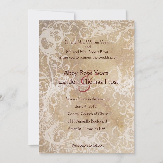 Faded Floral Wedding Invitation (Front)