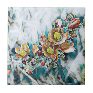 Faded Flowers - Ceramic Tile