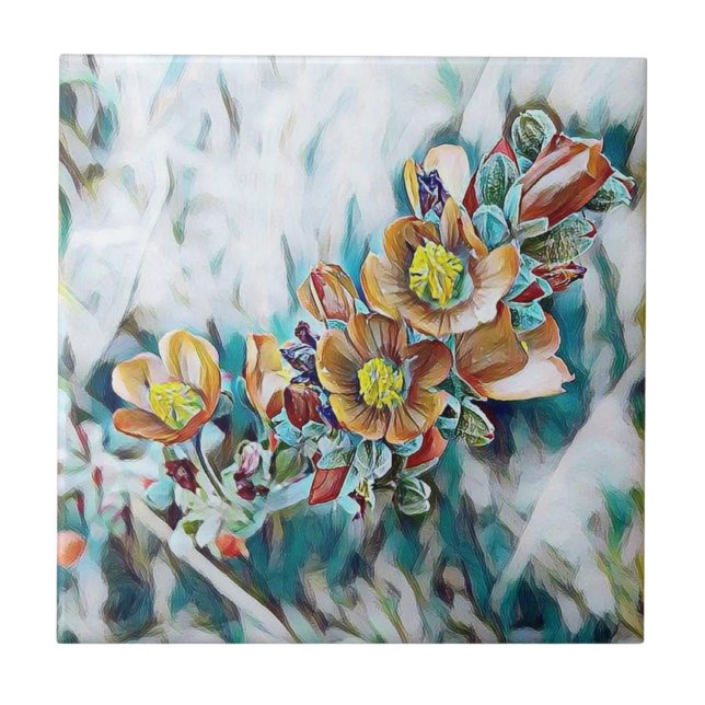 Faded Flowers - Ceramic Tile (Front)