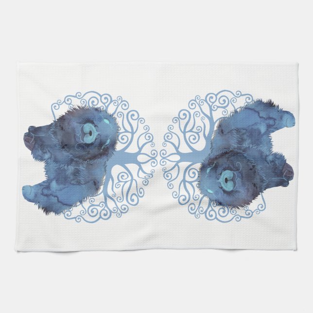 FADED GENES Chow  TREE OF LIFE  Kitchen Towel (Horizontal)